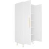 Mid-Century Modern 2-Door Bedroom Armoire Wardrobe Cabinet in Wood Finish