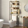 Over the Toilet Storage Freestanding Modern Metal Wood Shelving Unit