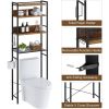Over the Toilet Storage Freestanding Modern Metal Wood Shelving Unit