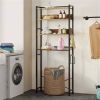Over the Toilet Storage Freestanding Modern Metal Wood Shelving Unit