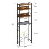 Over the Toilet Storage Freestanding Modern Metal Wood Shelving Unit