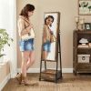 Modern Black Metal Wood Jewelry Armoire Cabinet Organizer Mirror on Wheels