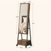 Modern Black Metal Wood Jewelry Armoire Cabinet Organizer Mirror on Wheels