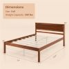 Retro Wood Platform Bed Frame with Headboard in Walnut