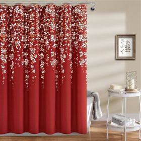 72-inch Floral Vines and Flowers Shower Curtain (Color: Red White)
