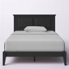 Traditional Solid Oak Wooden Platform Bed Frame with Headboard in Black