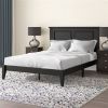 Traditional Solid Oak Wooden Platform Bed Frame with Headboard in Black