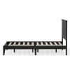 Traditional Solid Oak Wooden Platform Bed Frame with Headboard in Black