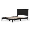 Traditional Solid Oak Wooden Platform Bed Frame with Headboard in Black