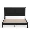 Traditional Solid Oak Wooden Platform Bed Frame with Headboard in Black