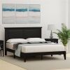 Traditional Solid Oak Wooden Platform Bed Frame with Headboard in Black