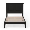 Traditional Solid Oak Wooden Platform Bed Frame with Headboard in Black