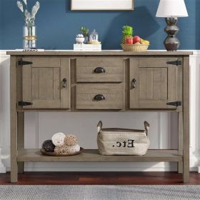 Farmhouse Solid Wood Sofa Table with Storage Drawers (Color: Taupe)
