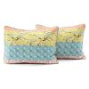 Blue Yellow Pink Ivory Boho Floral Reversible Lightweight Quilt Set