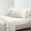 Tan White Floral Ruffle Polyester 6 Piece Sheet Set