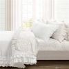 Tan White Floral Ruffle Polyester 6 Piece Sheet Set