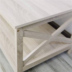 Contemporary 2-Tier Farmhouse Coffee Table (Color: White Oak Wood)