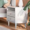 Farmhouse Rustic Mid Century 2 Drawer Nightstand