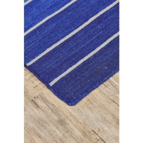 Striped Hand-Tufted Wool/Cotton Blue Area Rug (size: 8' x 11')