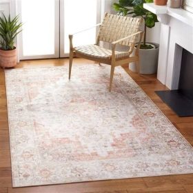 Traditional Persian Style Washable Boho Light Grey Red Area Rug (size: 3 ft. x 5 ft.)