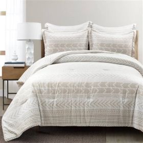 Scandinavian Chevron Beige Taupe 5 Piece Lightweight Comforter Set (size: FULL/QUEEN)