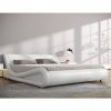 Modern White Faux Leather Upholstered Platform Bed Frame with Headboard