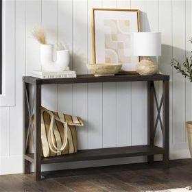 Industrial Farmhouse Entryway Table / Console Table in Wood Finish (Color: Brown Gray)