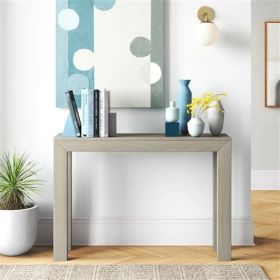 Solid Wood Modern Accent Console Table / Sofa Table (Color: Beige Seashell)