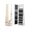 Wood Jewelry Cabinet Armoire Organizer Freestanding Rotating Mirror