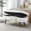 Mid-Century Modern Boho Style Linen Bedroom Storage Bed Bench