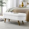 Mid-Century Modern Boho Style Linen Bedroom Storage Bed Bench