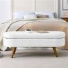 Mid-Century Modern Boho Style Linen Bedroom Storage Bed Bench