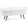 Mid-Century Modern Boho Style Linen Bedroom Storage Bed Bench