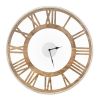 Classic Farmhouse Natural Wood Roman Numerals Wall Clock