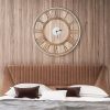 Classic Farmhouse Natural Wood Roman Numerals Wall Clock