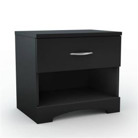 Modern 1 Drawer Nightstand End Side Table Storage (Color: Black)