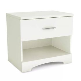Modern 1 Drawer Nightstand End Side Table Storage (Color: White)
