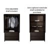 Solid Wood Bedroom Armoire Wardrobe Cabinet with Hanging Bar