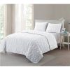 Coastal Beach Seashells Starfish Sea Horse White 3-Piece Quilt Set
