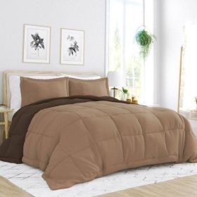 Microfiber Reversible Comforter Set in Taupe Brown (size: FULL/QUEEN)