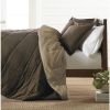 Microfiber Reversible Comforter Set in Taupe Brown