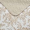 3 Piece Bed-in-a-Bag Bohemian Tan Beige Floral Cotton Quilt Set
