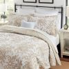 3 Piece Bed-in-a-Bag Bohemian Tan Beige Floral Cotton Quilt Set