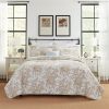 3 Piece Bed-in-a-Bag Bohemian Tan Beige Floral Cotton Quilt Set