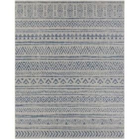 Blue Grey Chevron Coastal Boho Style Indoor Outdoor Area Rug (size: 2 ft. x 3 ft.)