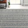 Blue Grey Chevron Coastal Boho Style Indoor Outdoor Area Rug