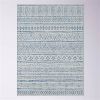 Blue Grey Chevron Coastal Boho Style Indoor Outdoor Area Rug