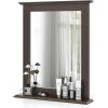 27-in x 22.5-in Bathroom Wall Mirror with Shelf in Wood Finish