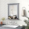 27-in x 22.5-in Bathroom Wall Mirror with Shelf in Wood Finish
