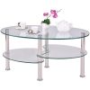 Modern Tempered Glass Coffee Table with Bottom Shelf